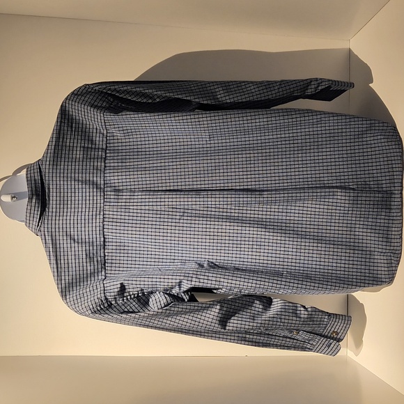 Arrow men's long sleeve button-down shirt large blue/white plaid check - Picture 3 of 11